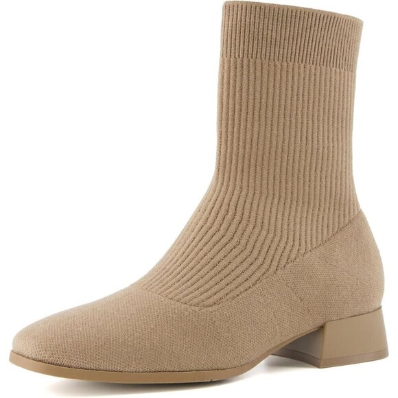 ⭐Women's Knit Ankle Boot with Block Heel Memory Foam Wide Widths For Women - Picture 1 of 6